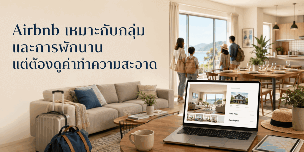 Airbnb เหมาะกับกลุ่มและการพักนานแต่ต้องดูค่าทำความสะอาด