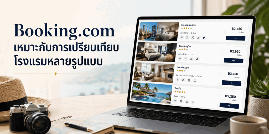Booking.com เหมาะกับการเปรียบเทียบโรงแรมหลายรูปแบบ