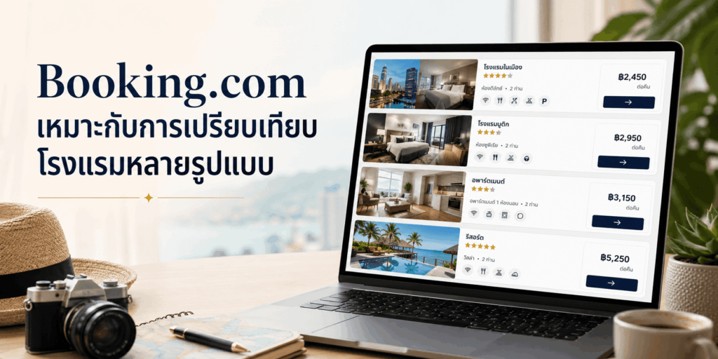 Booking.com เหมาะกับการเปรียบเทียบโรงแรมหลายรูปแบบ